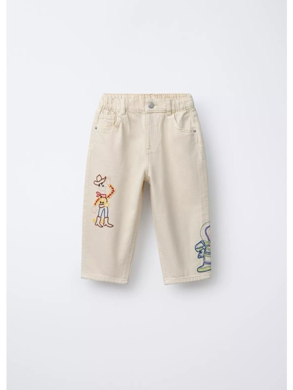 Zara Cream Cotton Kids Pants with Toy Story embroidered
